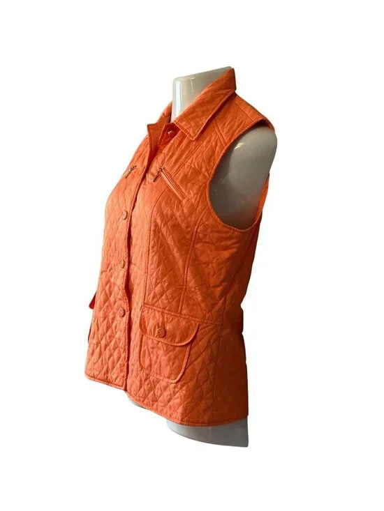 Womens I.C.Y. Quilted Vest XL Creamsicle Orange With Pockets Lightweight Layer - Picture 7 of 15